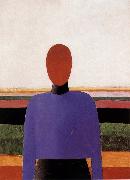 Kasimir Malevich The Bust of girl  wear purple dress USA oil painting artist